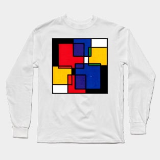 Overlapping Colors Geometric Abstract Acrylic Painting Long Sleeve T-Shirt